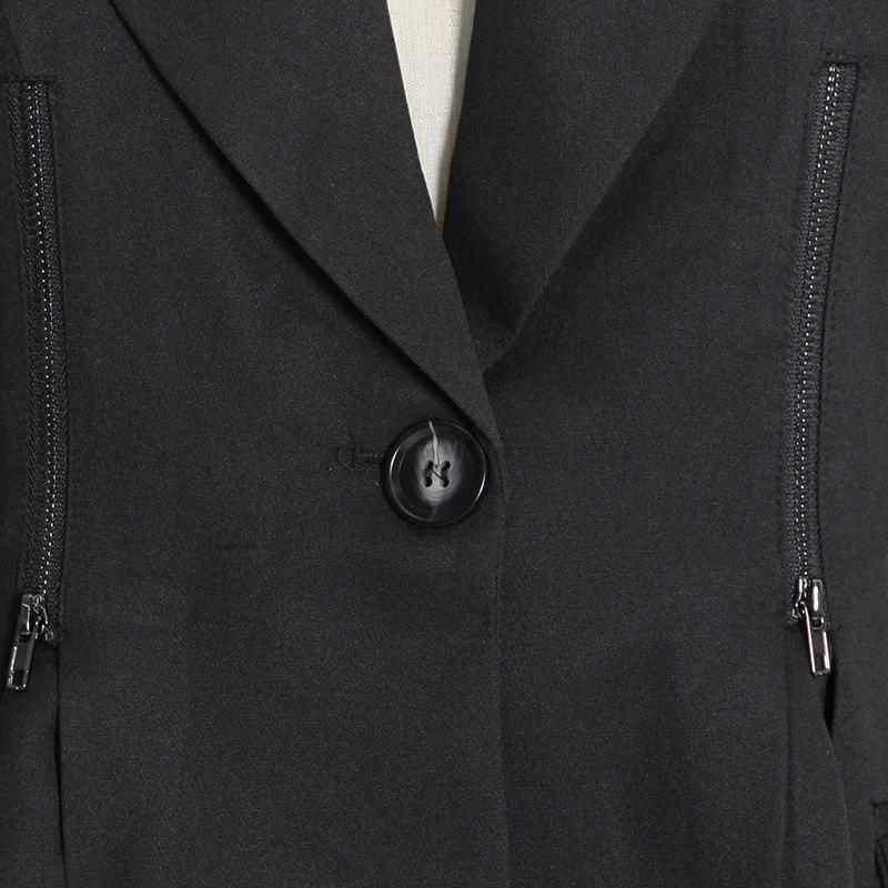 Style Casual French Waist Slim Women's Blazer Autumn New V-neck Long Sleeve Zipper Split Closing Coats images - 6