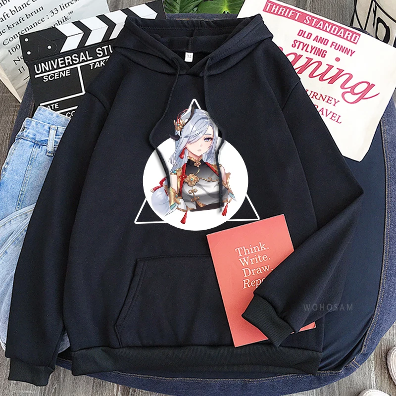 Милые толстовки с рисунком Genshin в стиле пэчворк мужские пуловеры женские длинным