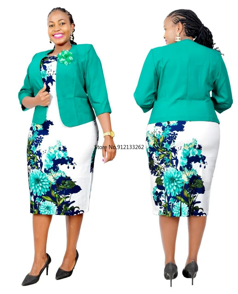 

African Clothes 2XL-6XL Christmas African Dresses for Women Fall Winter Clothing Femme 2022 Coat + Print Bondycon Dress