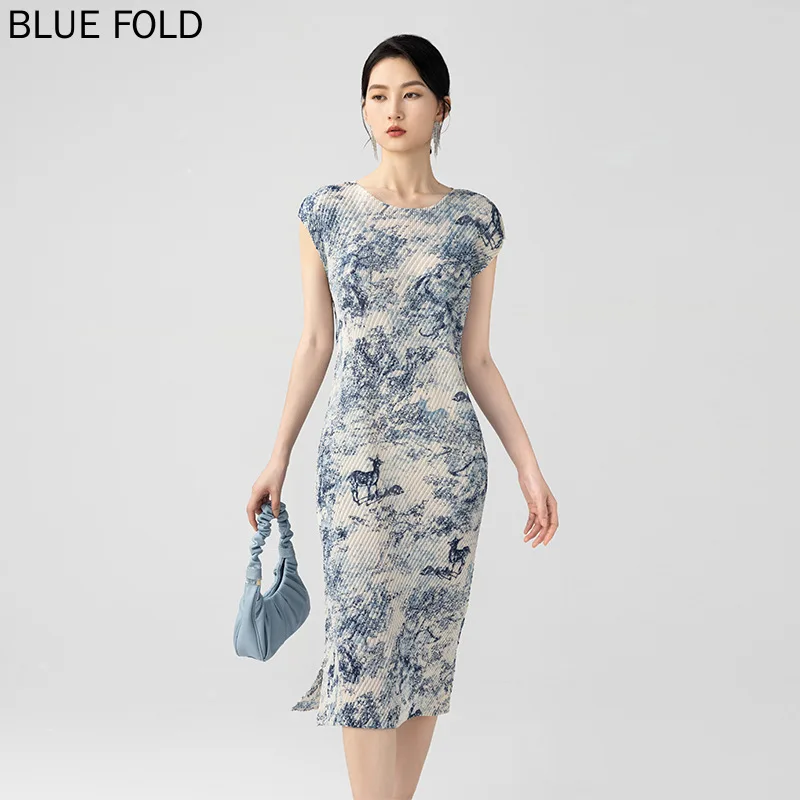 Летнее плиссированное платье миаке Новое Стильное женское платье-трапеция в