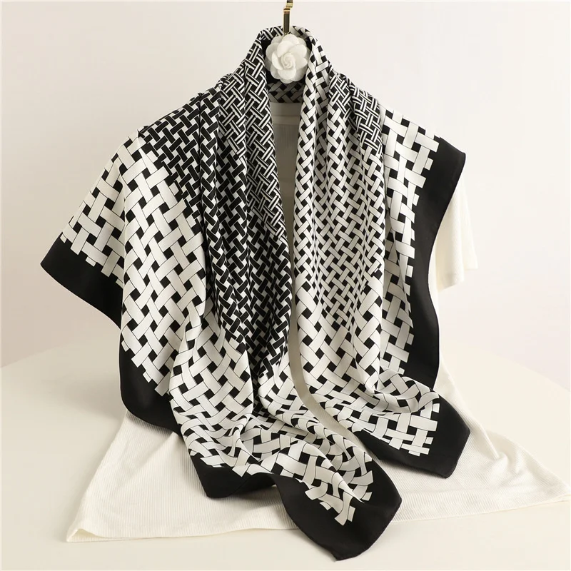 Квадратный роскошный брендовый женский шарф 90*90 см дизайнерский хиджаб с