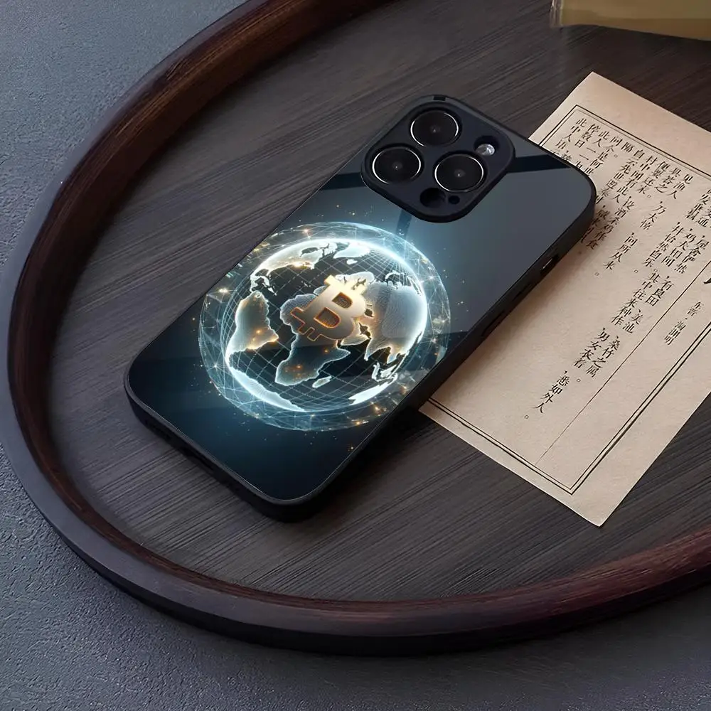 Чехол для телефона Bitcoin Ethereum Art MINISO IPhone 15 Pro Max 14 12 11 13 Mini X XR XS 16 Plus SE 2020 стеклянная