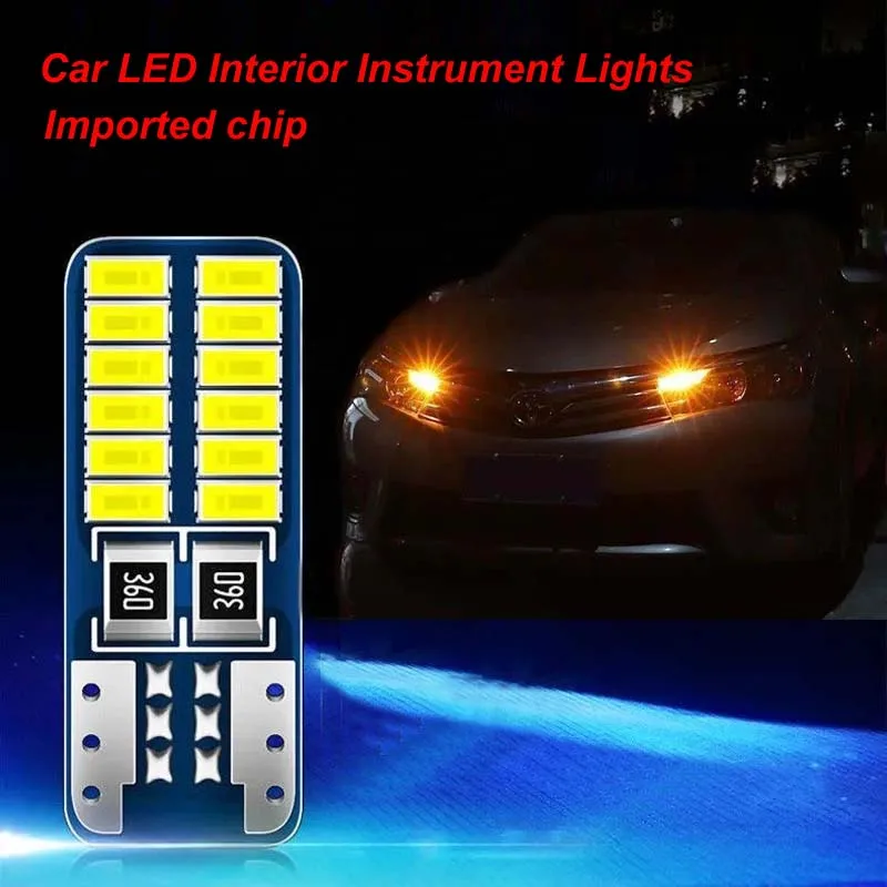 

High quality 12v T10 W5W 194 501 168 Led Canbus No Error Car Interior Light T10 24SMD 4014 Chip led Instrument Lights 2pcs/lot