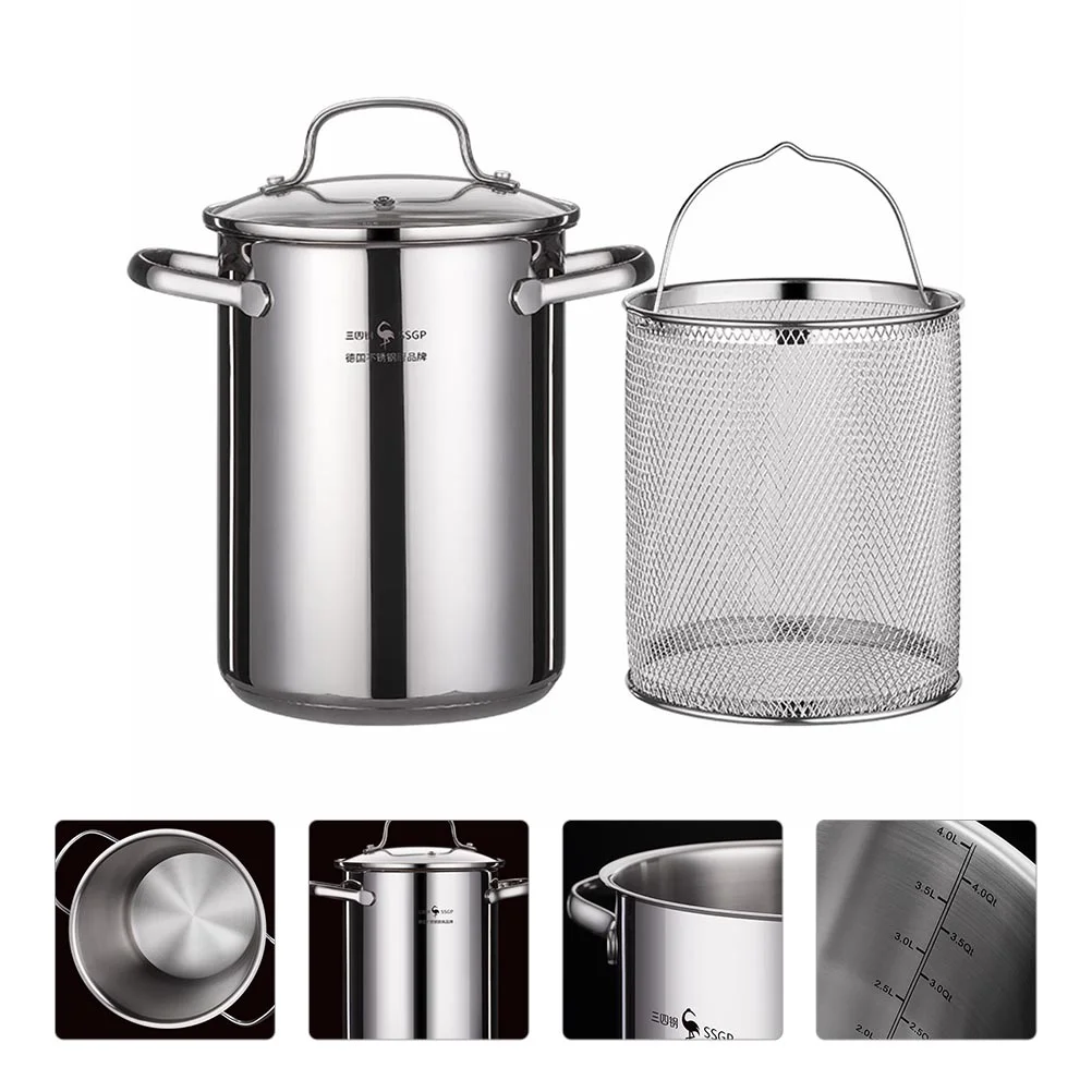 

Pot Fryingdeep Pan Cooking Basket Fryer Fryershome Outdoorfry Steel Stainless Drain Tempura Use Lid Pasta Cookware Soup Boil