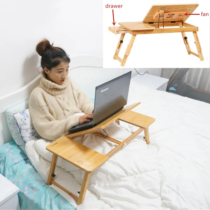 Cooling Fan Laptop desk Portable Adjustable Foldable Computer Desks Notebook Holder tv bed PC Lapdesk Table Stand With Mouse Pad