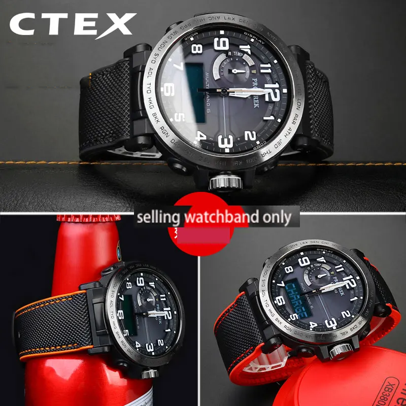 24mm Watch Strap For Casio PROTREK Mountaineering watchband PRG-600/PRG-650 PRW-6600/ PRW-60/70nylon soft rubber Sports Bracelet
