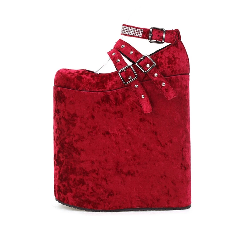 Женские туфли на танкетке 23 см с ремешком щиколотке