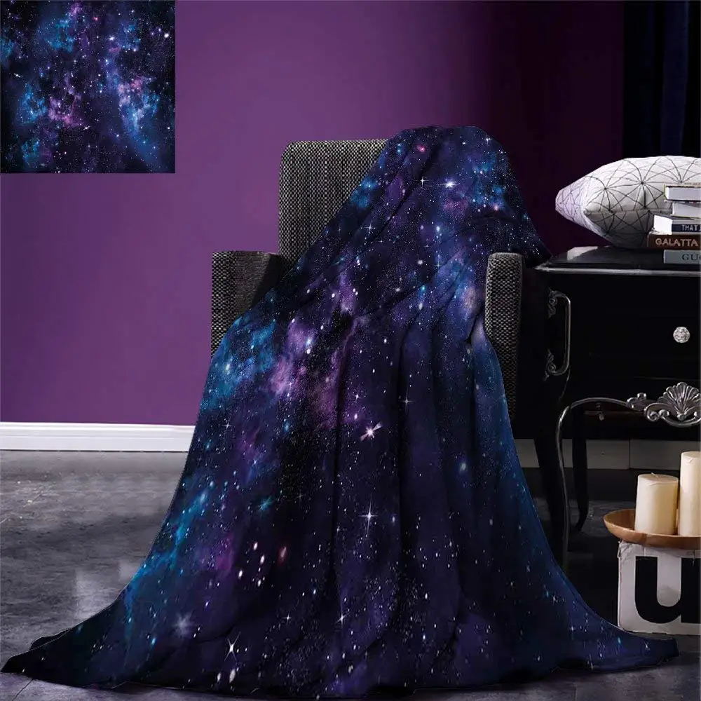 

Space Throw Blanket Mystical Sky with Star Clusters Cosmos Nebula Celestial Scenery Artwork Warm Microfiber Blanket
