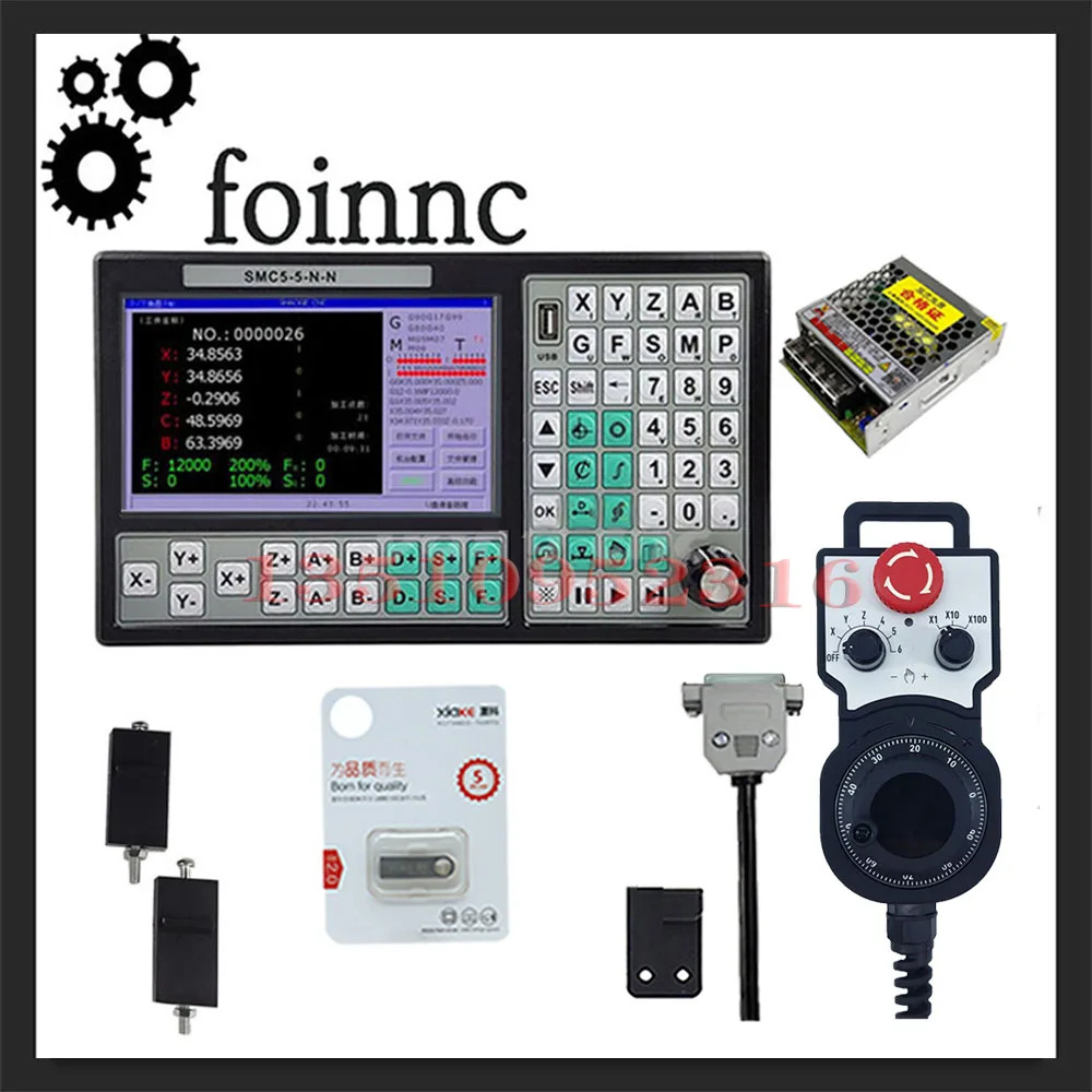 Cnc Controller Kit Smc5-5-n-n 5 Axis Motion Control System 500khz G Code Support Rtcp 6 Axis Emergency Stop Handwheel Mpg75w24v