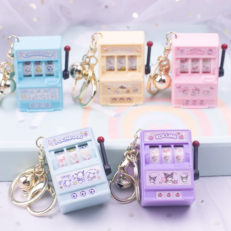 

Creative Sanrio Mini Turnaround Fruit Machine Keychain Cartoon Kuromi My Melody Keychain Simulation Model Toy Bag Ornament