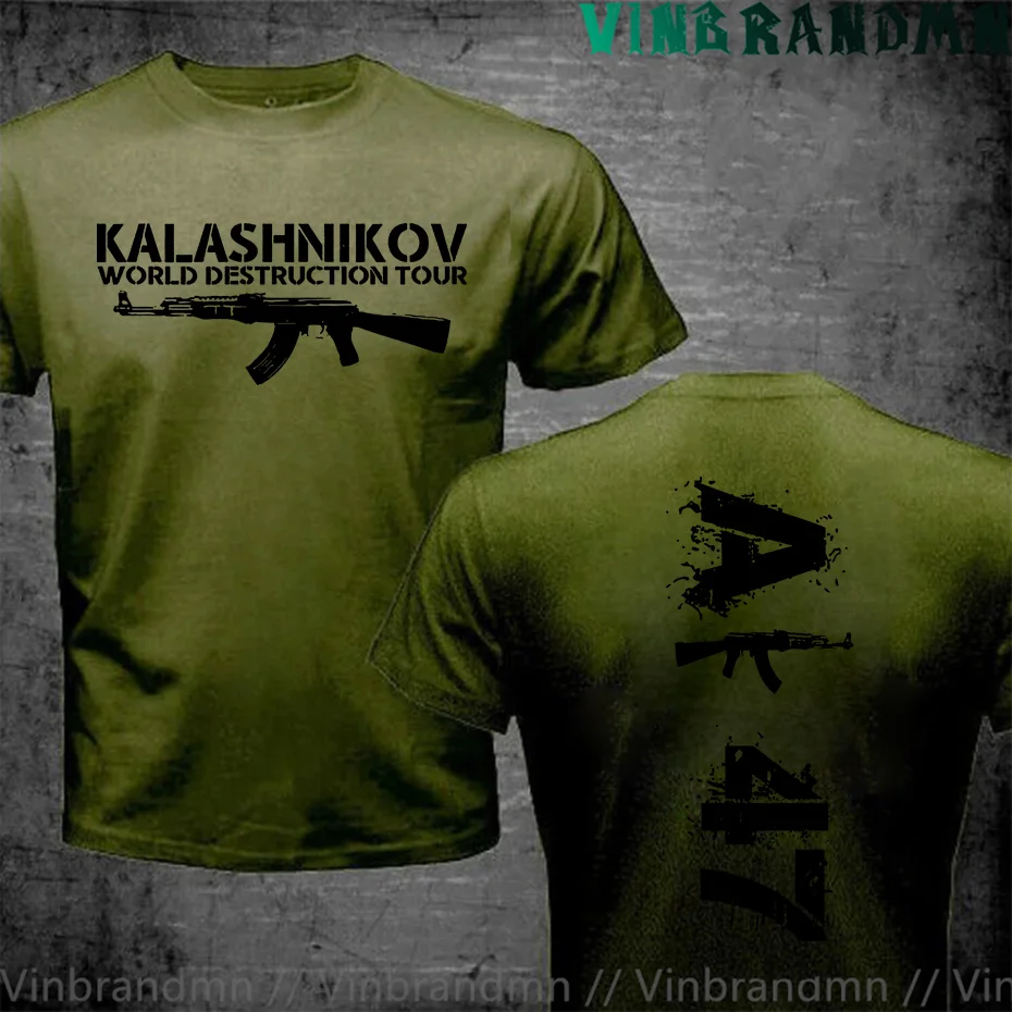 Модные брендовые топы AK-47 KALASH Калашников крутые футболки с оружием черные