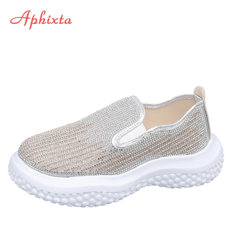 

Aphixta 2022 Autumn Gradient Luxury Crystals Sports Sneakers Women's Shoes Platform Sole Rivets Slip-on Boots Fashion Shoes
