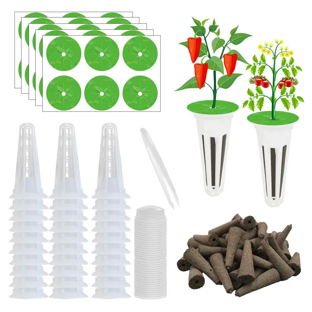 

121 Pcs/Set Growing Basket Sponge Sticker Tweezer Hydroponic System Replacement Indoor Herb Plants Planting Container Tool Kit