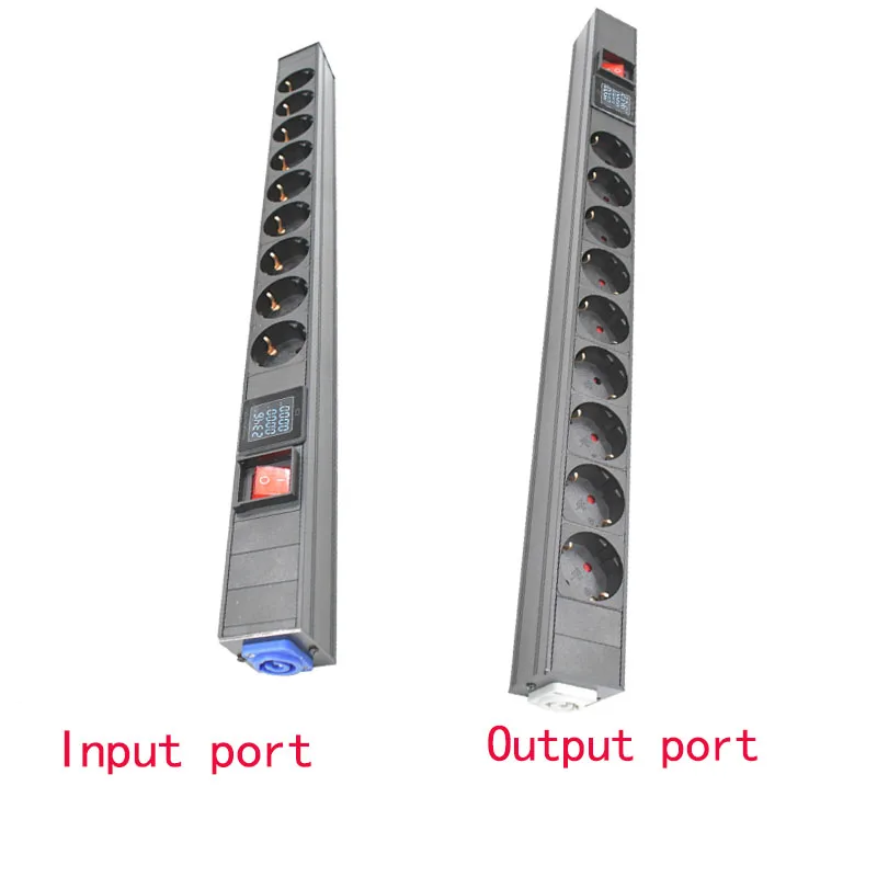Фото Удлинитель питания Schuko PDU 2-10, коробка для подключения электропитания переменного тока, блок питания с входным выходным амперметром №1