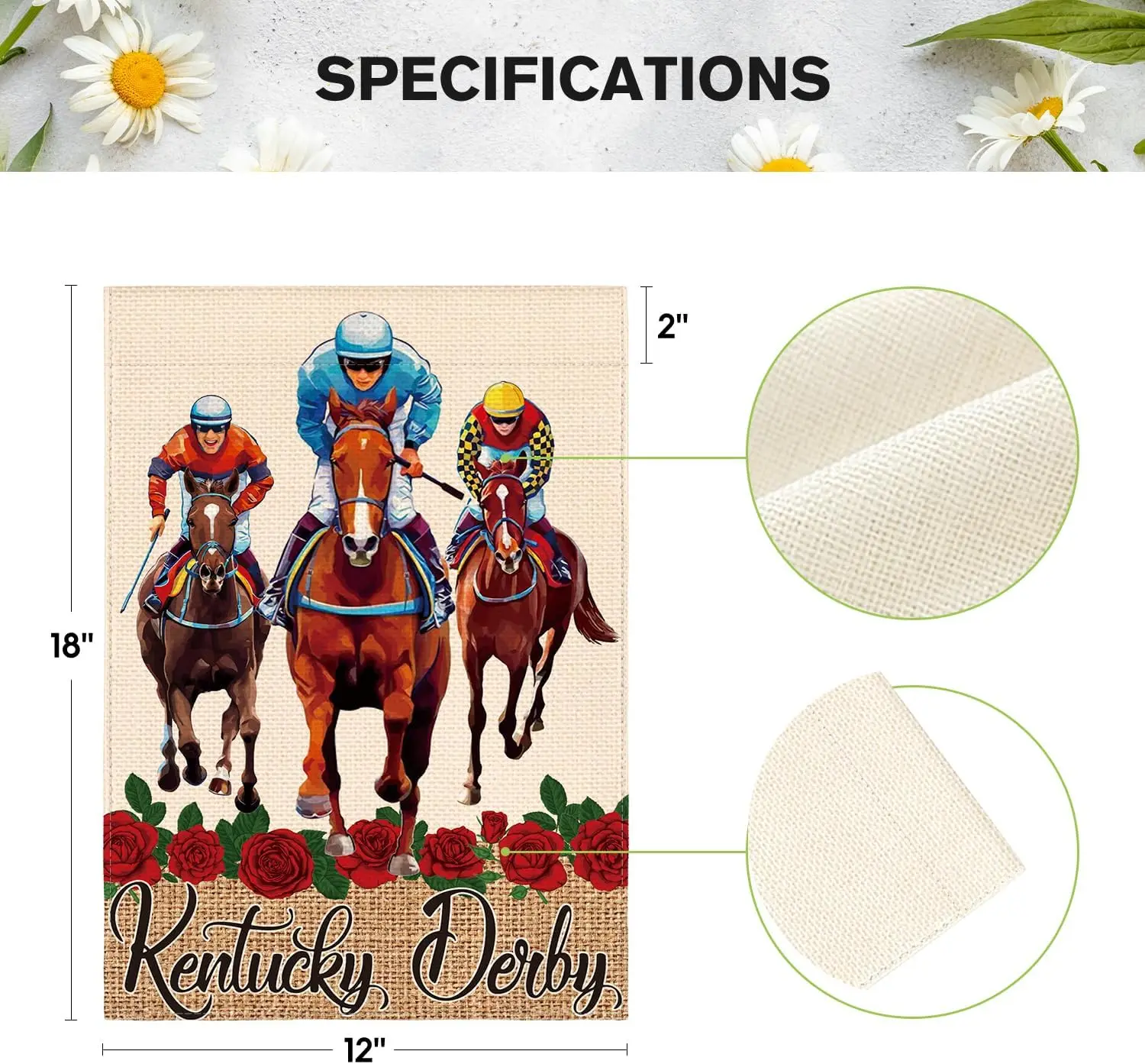 Двойной Садовый флаг Кентукки Дерби 12x18 дюймов бег по розам лошади гонки двор