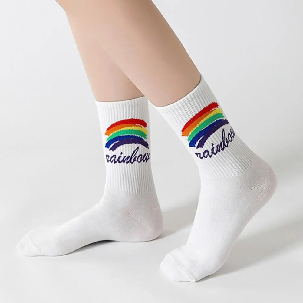 

Cotton Rainbow Sports Socks MenWomen Middle Tube Socks Harajuku Women's Socks Hosiery Fashion Socks Student Long Socks Stockings