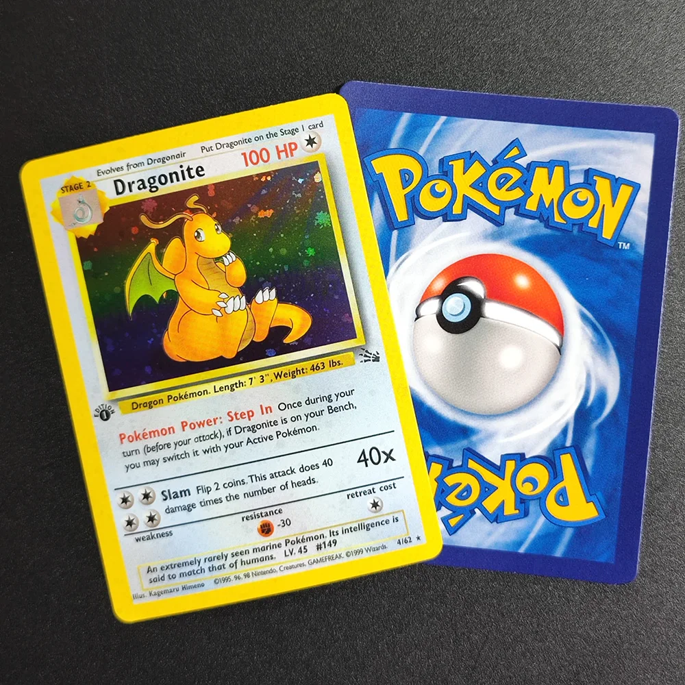 Фото DIY Proxy PTCG 1999, 1-е издание, английский Dragonite Gengar Articuno Moltres Lapras Ditto Raichu Hypno Holo, коллекционная карточная игрушка №1