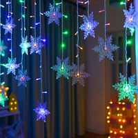 christmas snowflakes 3 2m led string lights flashing lights waterproof holiday party connectable wave fairy light curtain light