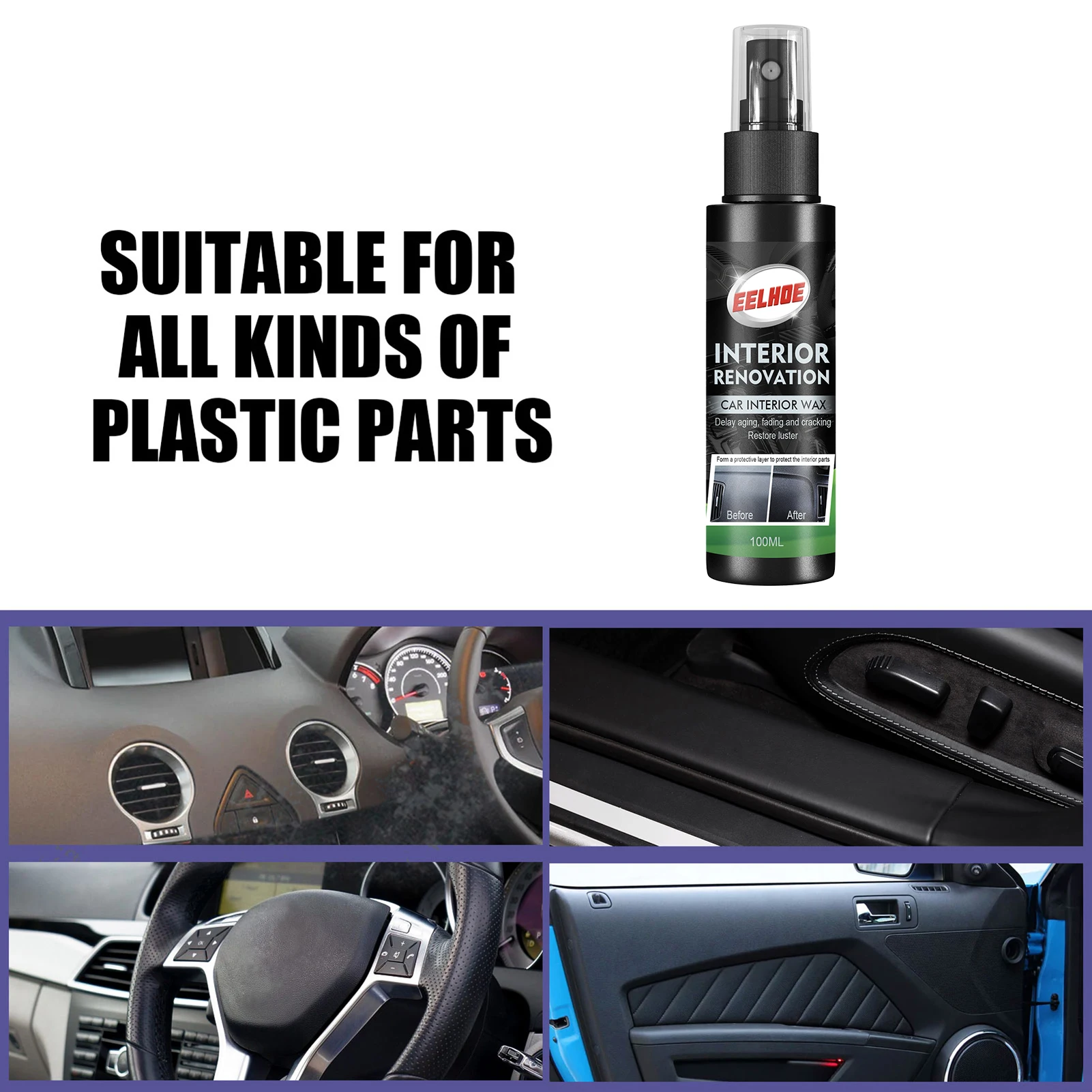 

100ml Plastic Refurbishment Agent Car Maintenance Cleaning Agent Leather Refresher Car Interior Coating Refurbish Agent Interior