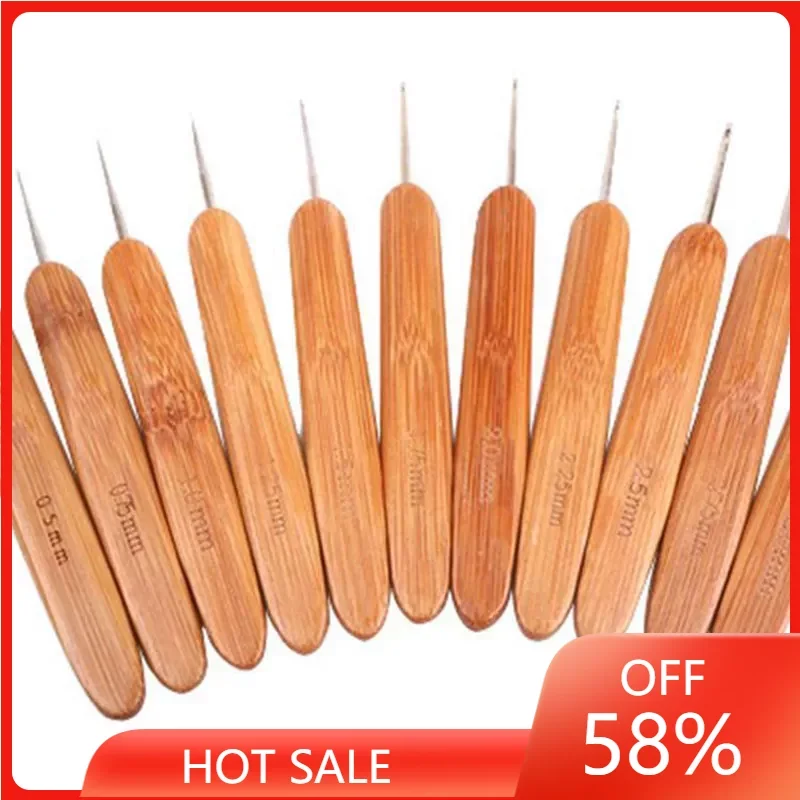 

Crochet Hooks Bamboo Handle Alumina Crochet Hooks Knitting Needles Set Crochet for Weave Sewing Needles Tool