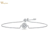 wong rain simple 925 sterling silver d color vvs1 real moissanite gemstone charm bracelets bangle wedding fine jewelry with gra