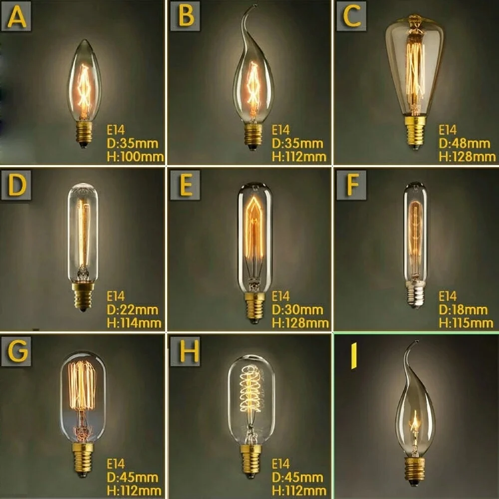 Vintage Retro E14 Edison Spiral Incandescent Industrial Light Bulb Dimmable Bulb For Pendant Lamps Living Room Bedroom 220V 110v
