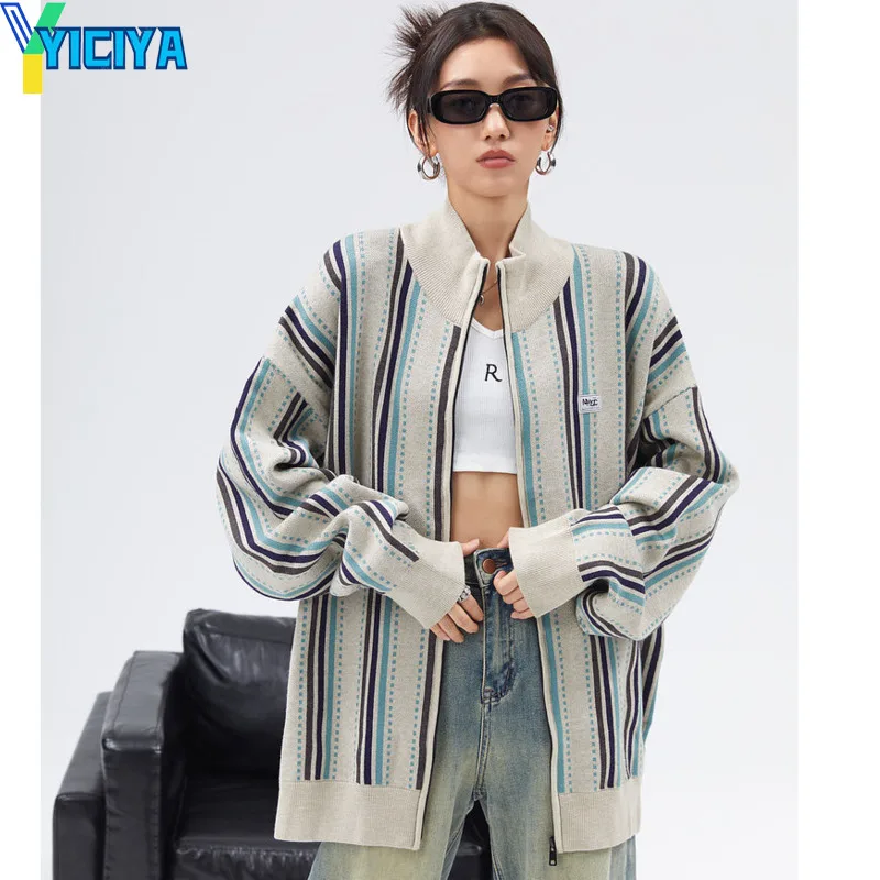 

YICIYA varsity jacket bomber women Stripe Knitting baseball Jackets Windbreak new coats winter streetwear promotion JACKET 2023
