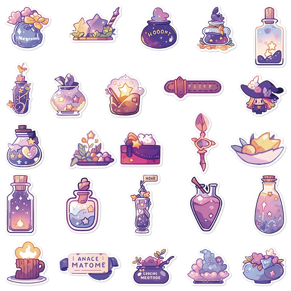 10/30/50 шт. милый Мультфильм Волшебное зелье Ведьма Наклейки Эстетические Граффити