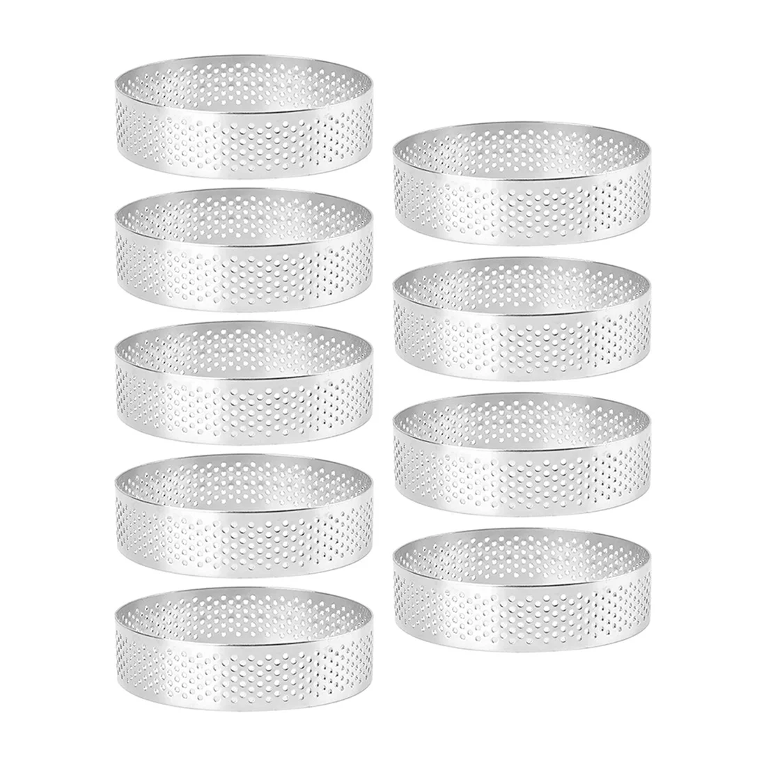 

9 Pack Round Tart Ring, Mousse Rings, Metal Round Ring Mold