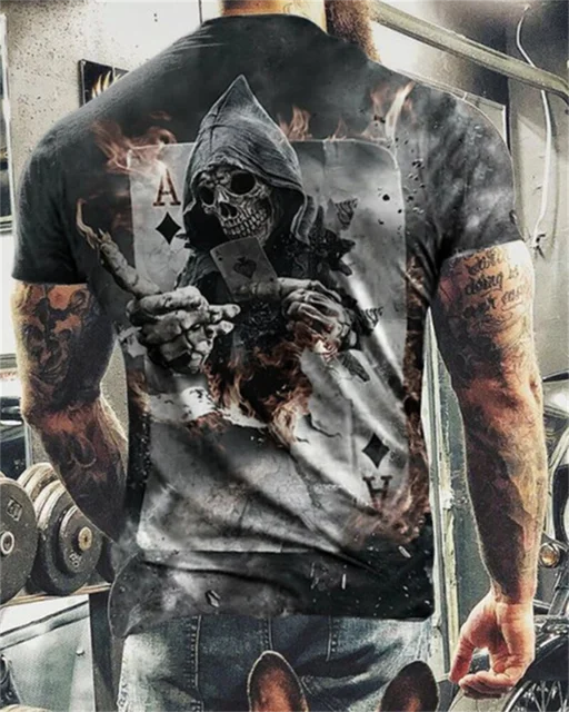 

2022 Fashion Summer Horror Skull 3D Print Men's T-Shirt O-Neck Short Sleeve Casual Breathable Oversized Male T Shirt Top Men Clo