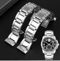 high quality stainless steel watchbands for cartier calibre w7100041 w7100037 metal band 23mm bracelets men women watch strap