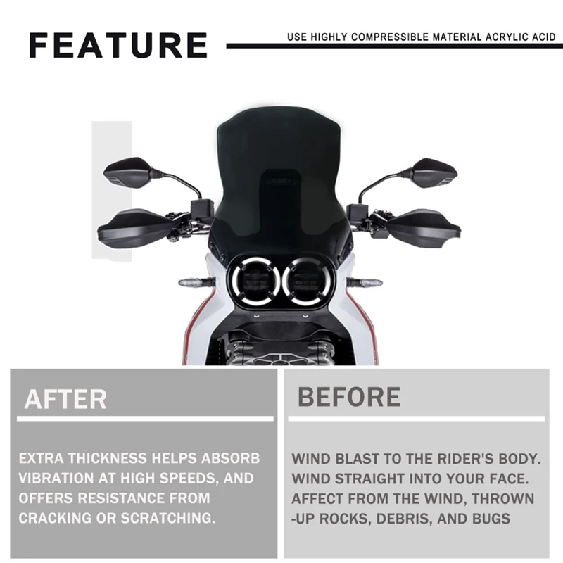 Мотоциклетный спортивный дефлектор лобового стекла для Ducati Desertx Desert X 2022 2023