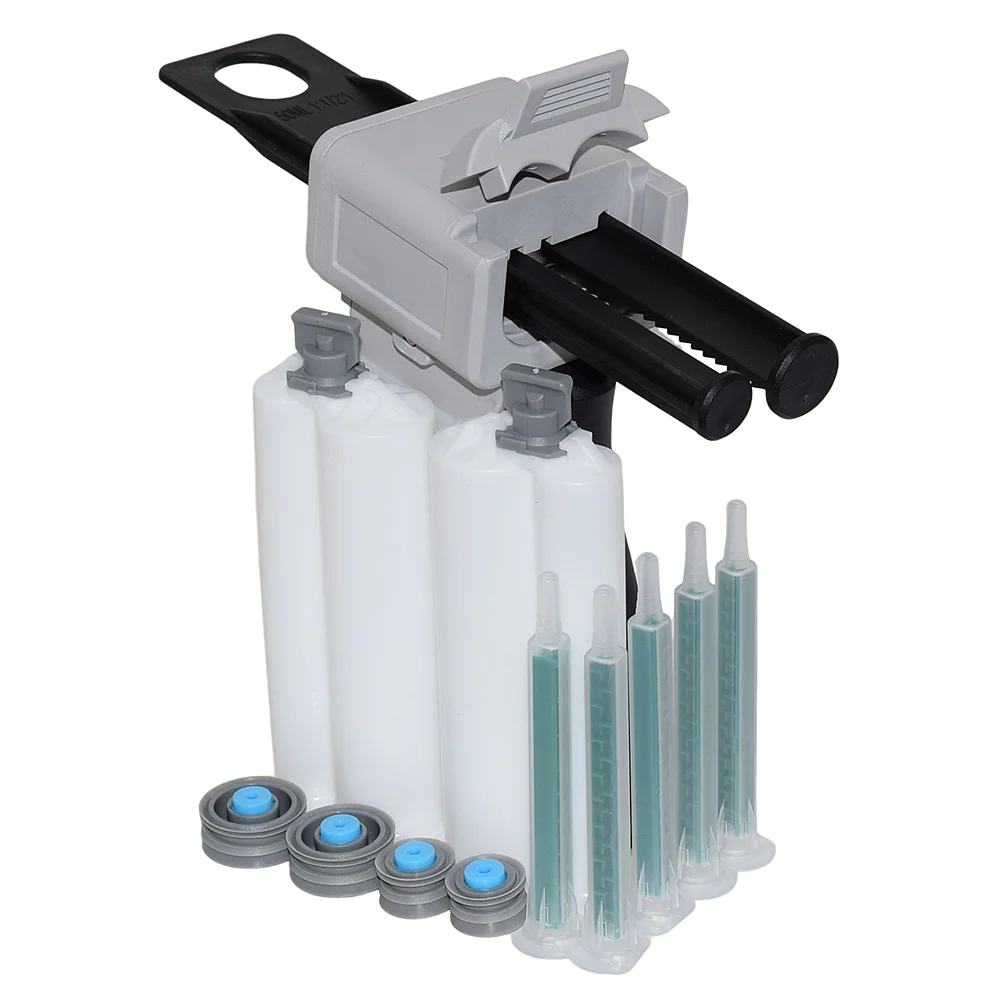 

50ml AB Glue Guns 1:2 Glues Adhensives Caulking Gun with 5pc Static Mixing Nozzles and 2pcs 50ml 1:2 Empty Dual-Barrel Cartridge