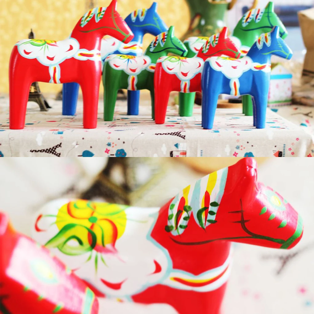 2x шведская статуя лошади дали из натурального дерева подарок для домашнего