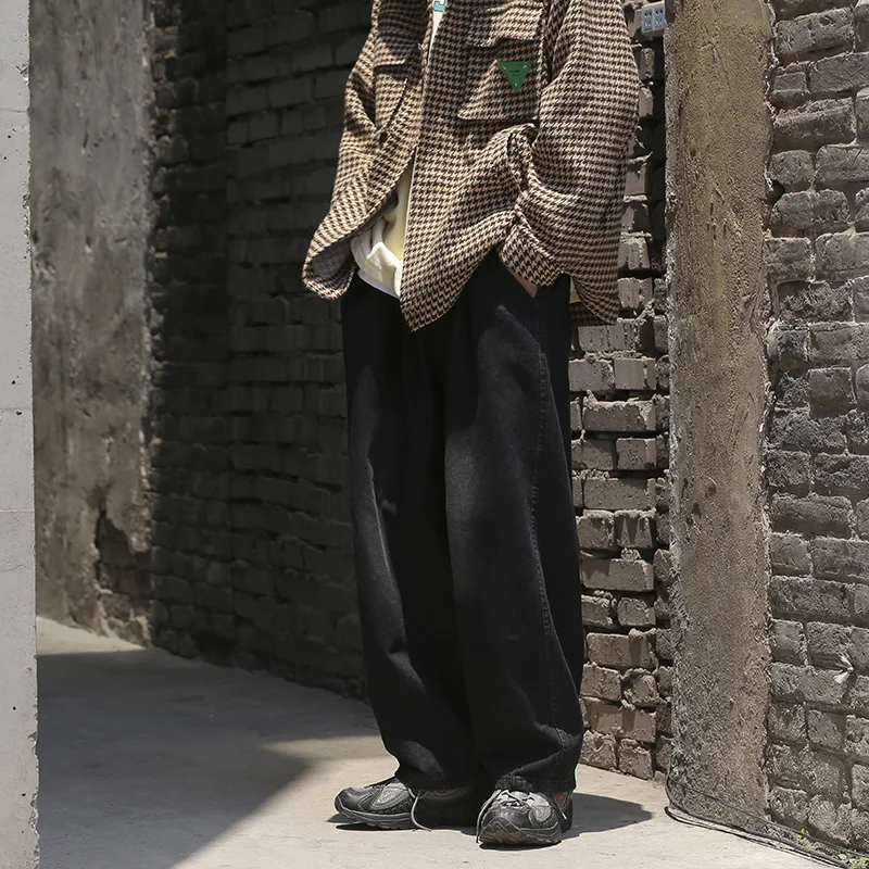 Blue Black Baggy Jeans Men Fashion Oversized Wide Leg Jeans Mens Japanese Streetwear Hip Hop Loose Straight Denim Trousers Men