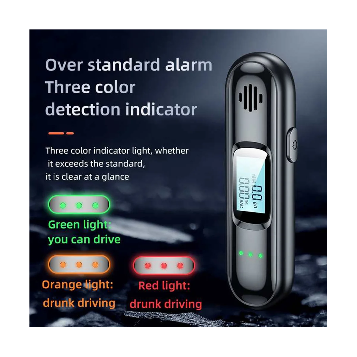 Портативный Бесконтактный алкотестер перезаряжаемый с фотоэкраном цифровой