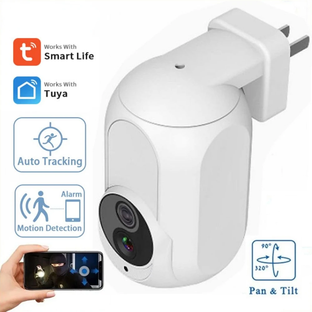 

1080P Mini Surveilance Camera Tuya Solar Wifi PTZ Cameras Night Vision Two Way Audio Human Tracking Home Security Plug IP Camera