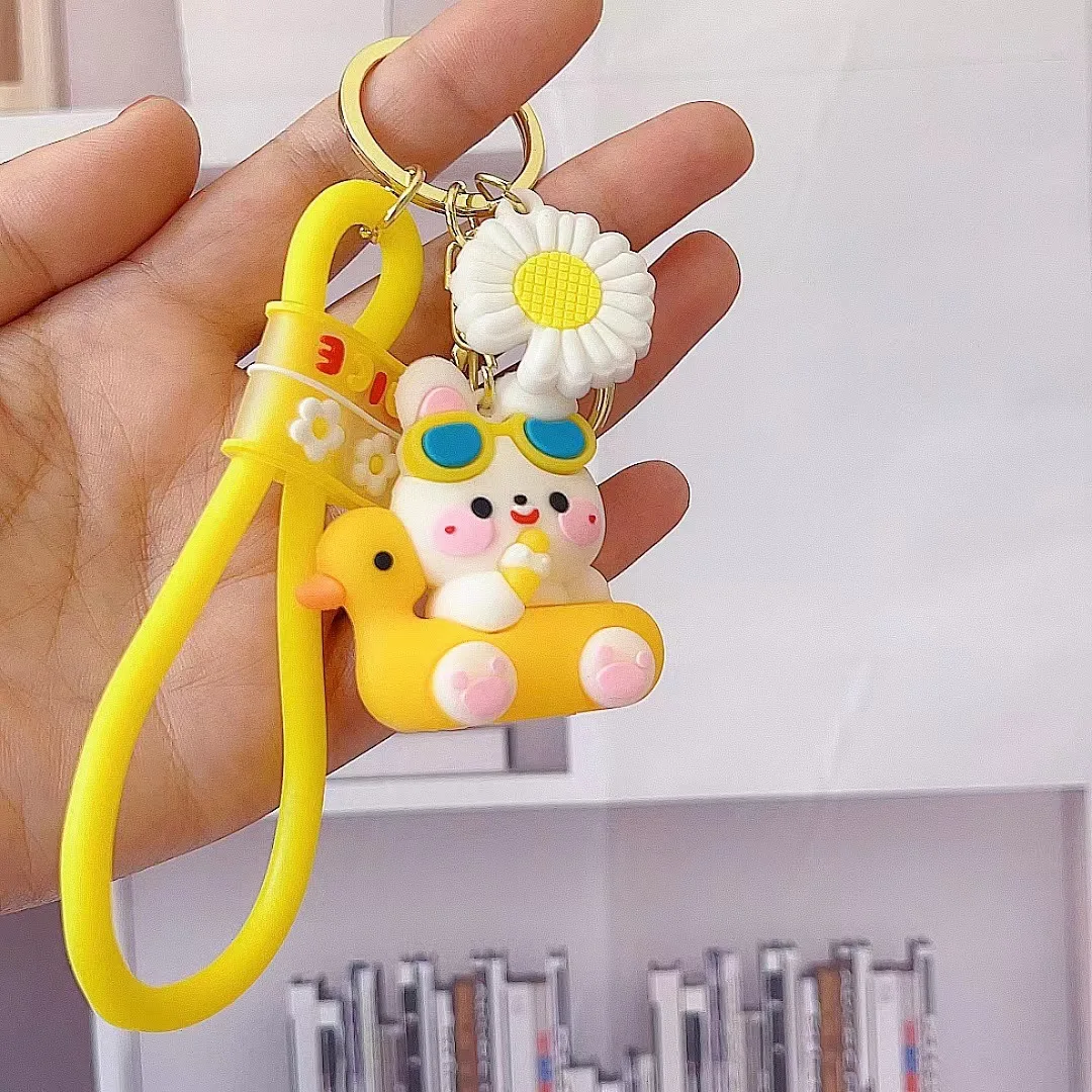 

Creative Cartoon Small Flower Animal Keychain Cute Animals Doll Keyring Man Car Keychains Women Bag Pendant Couple Key Chain