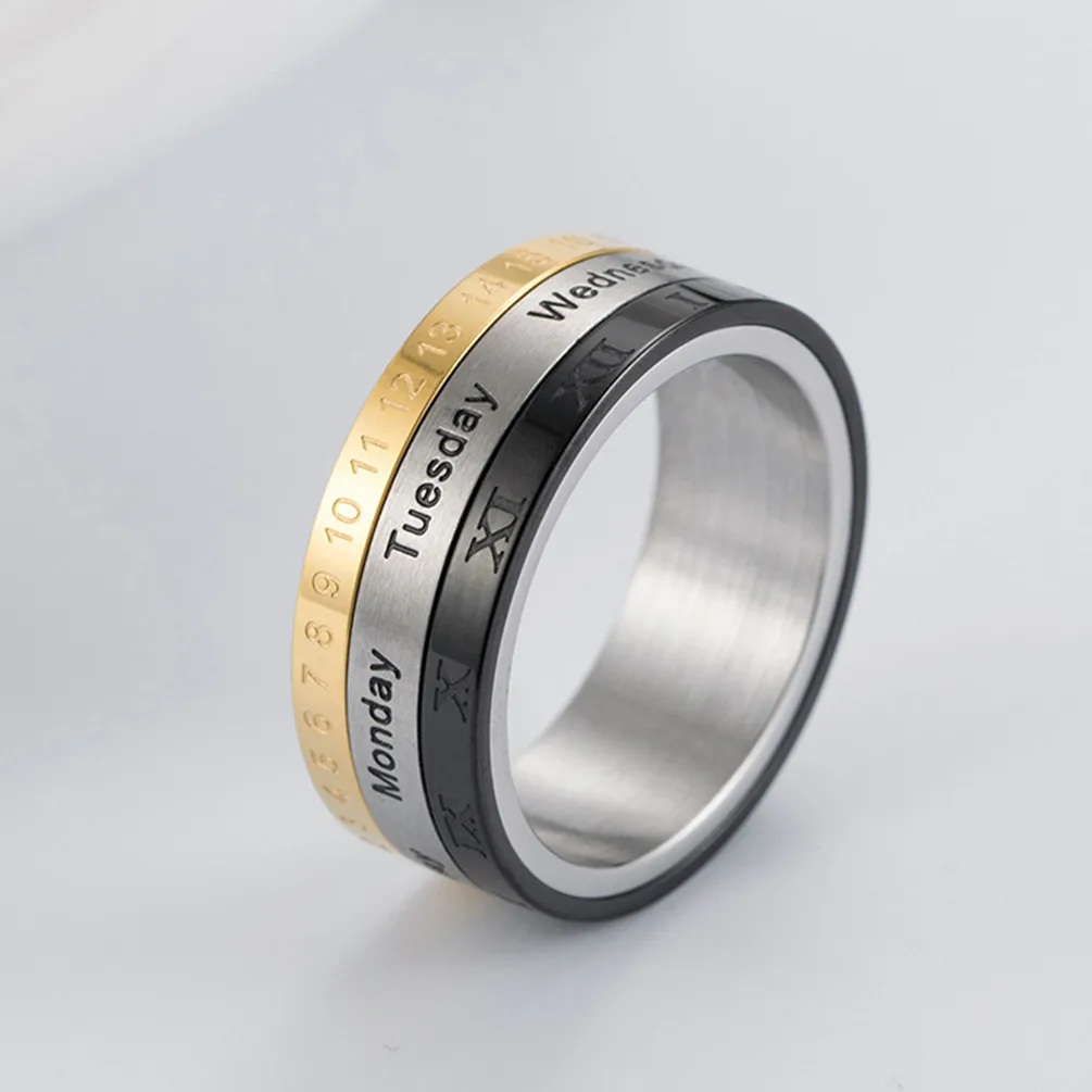 Мужское кольцо с римскими цифрами из нержавеющей стали