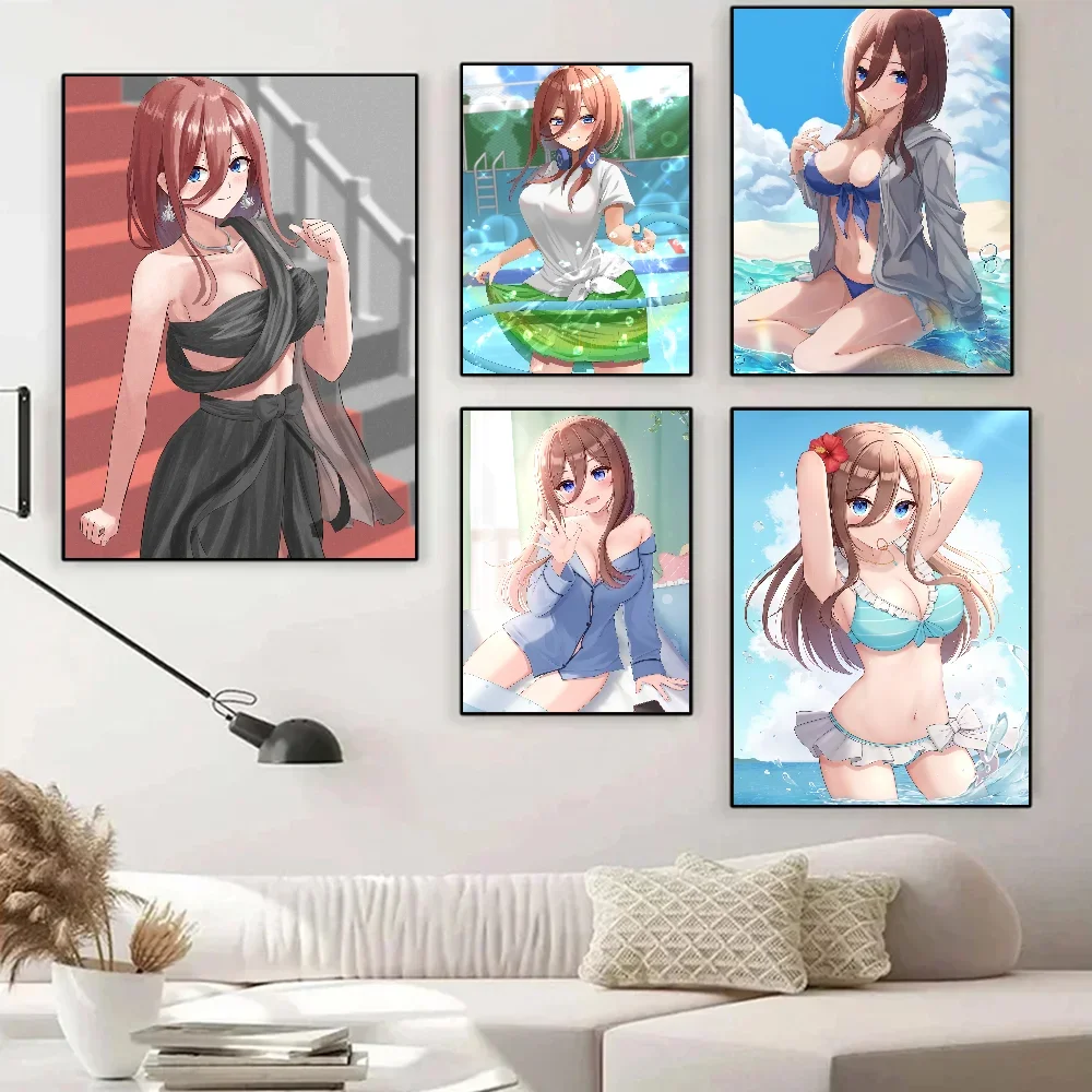 Nakano Miku Аниме Постер Наклейка-самоклеящаяся Водостойкая Художественная Бумажная