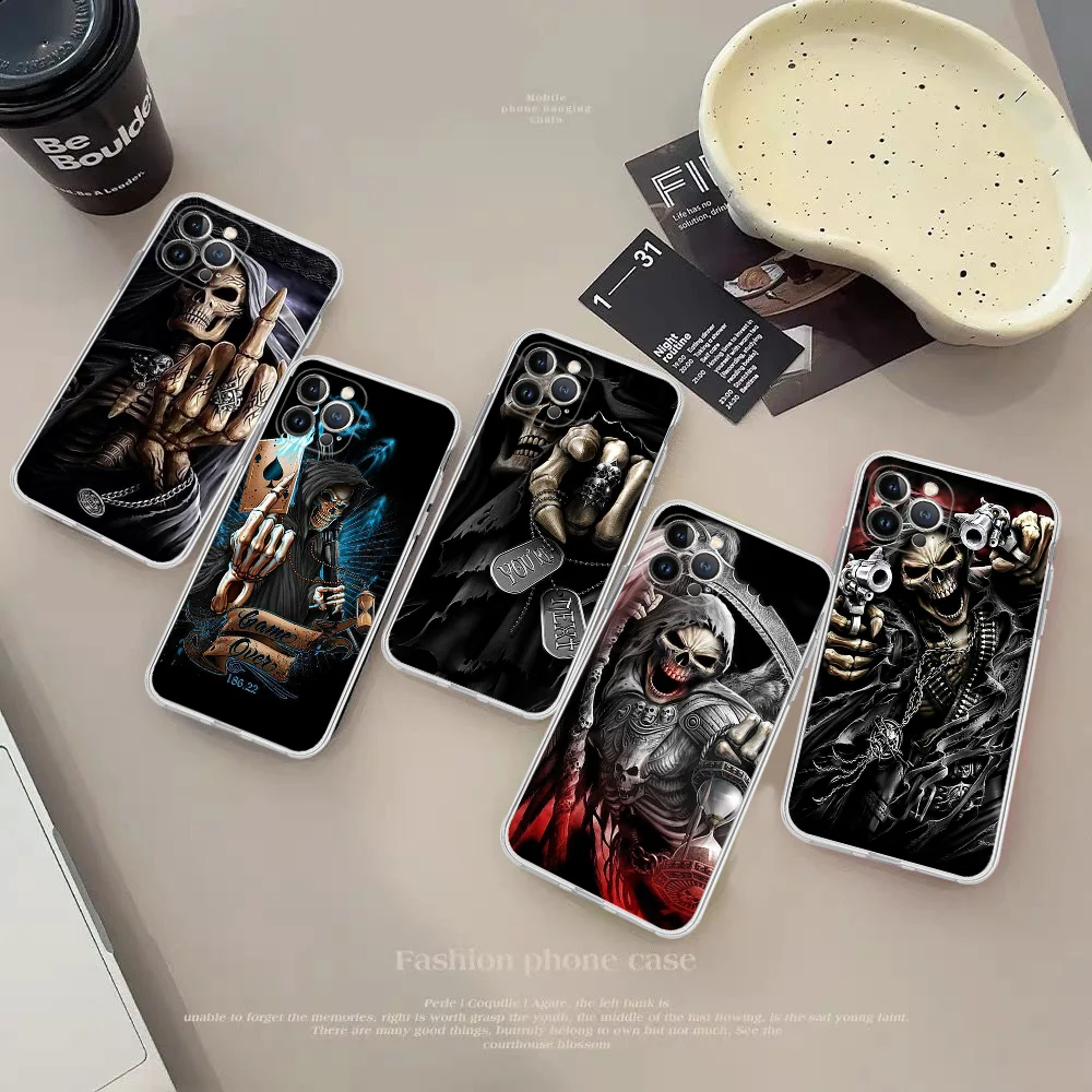 Skull Skeleton Grim Reaper Fashion Phone Case For IPhone 16 15 8 7 6 6S Plus X SE XR XS 14 11 12 13 Mini Pro Max Mobile