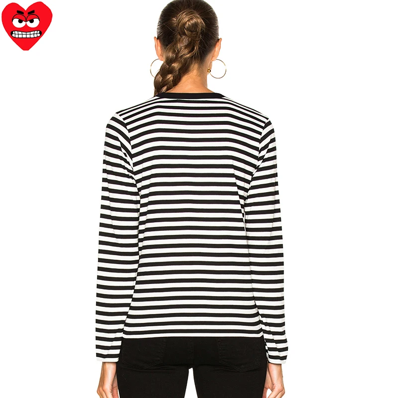 Женская полосатая футболка Break Egg хлопковая с вышитым слоном и длинными рукавами