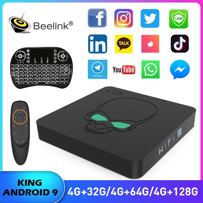 

Beelink TV BOX King 4K HDR Android 9.0 WiFi 6 Amoglic S922X Voice Remote Control 4G+64G With Mini Keyboard For YouTube Set Box