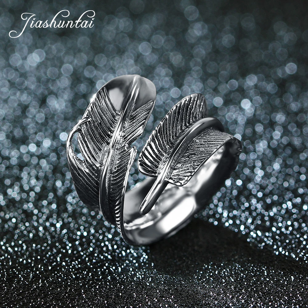 

ZHJIASHUN Retro 100% 925 Sterling Silver Eagle Feather Rings For Women And Men Vintage Thai Silver Rings Jewelry Gifts