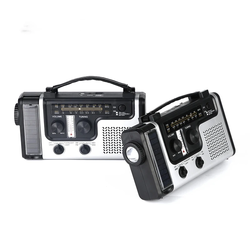 

Solar Power Radio FM/AM Radio Multifunctional Hand Crank Radio Built-in Speaker Support LED Emergency Flashlight Table Lamp