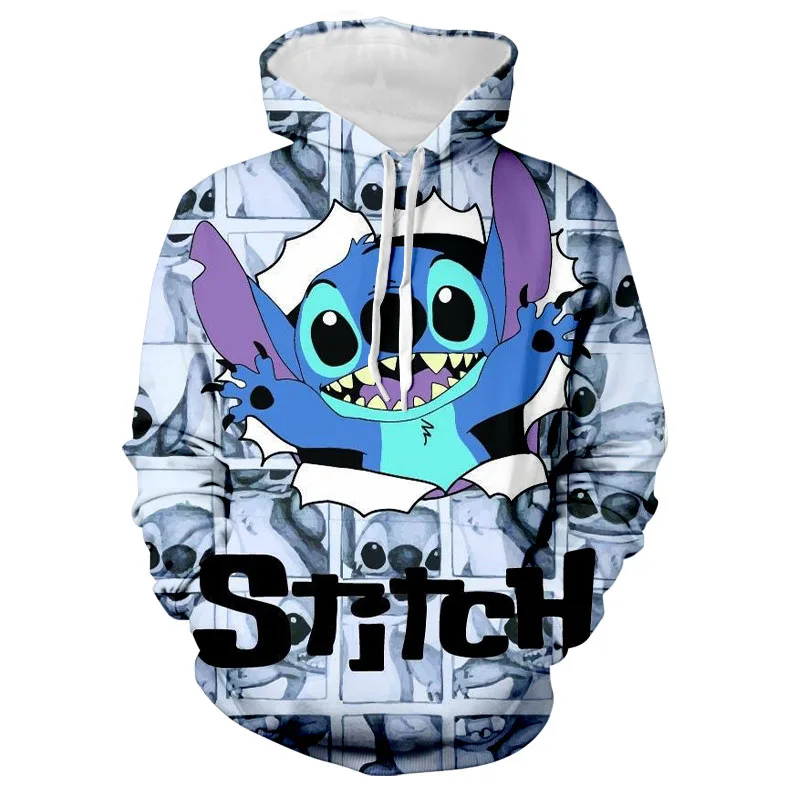 

New Disney Lilo & Stitch Hoodie Y2k Streetwear Stitch Couples Sweatshirt Women's Kawaii Hoodie