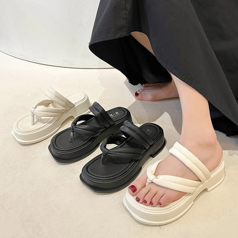 

Шлепанцы женские резиновые, повседневные сандалии на плоской подошве, пляжная обувь из Гавайского полиуретана, роскошные тапки средней высоты, для летнего сезона