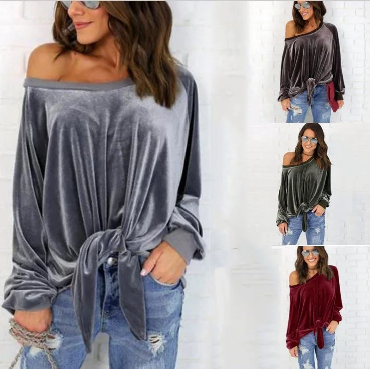 

Tops Loose Bandage Sweatshirt Women Long Sleeve Drop-shoulder Tracksuit Pullovers Autumn Winter
