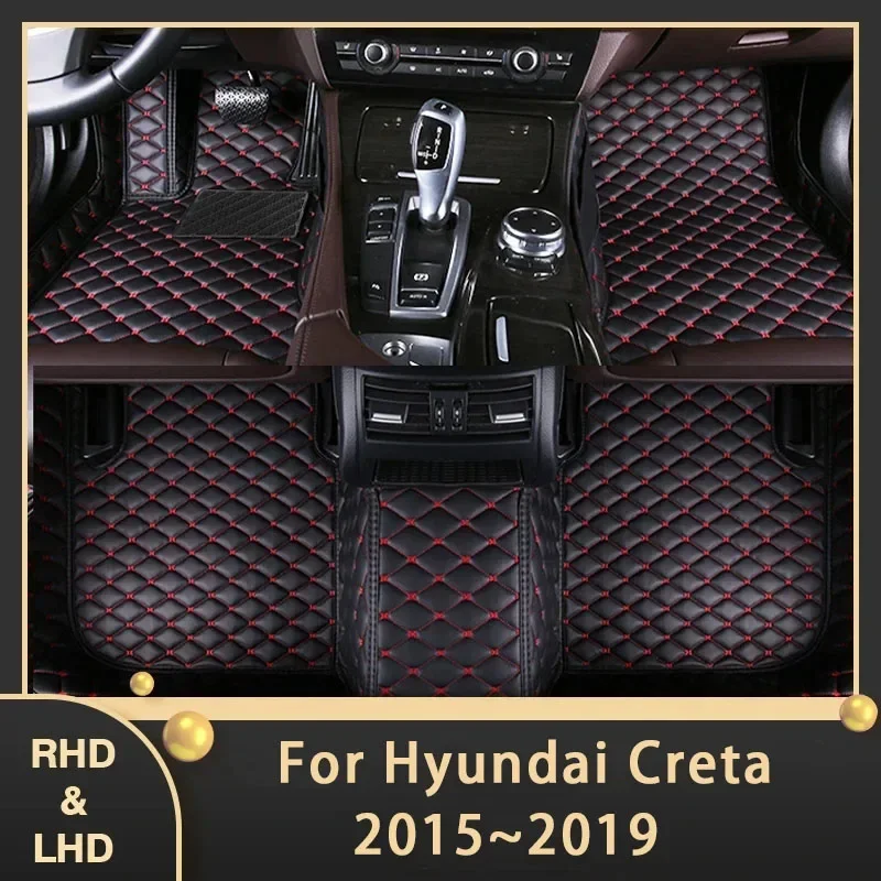 Car Floor Mats For Hyundai Creta Cantus GS GC 2015~2019 Custom Auto Foot Pads Leather Carpet Interior Accessories 2016 2017 2018