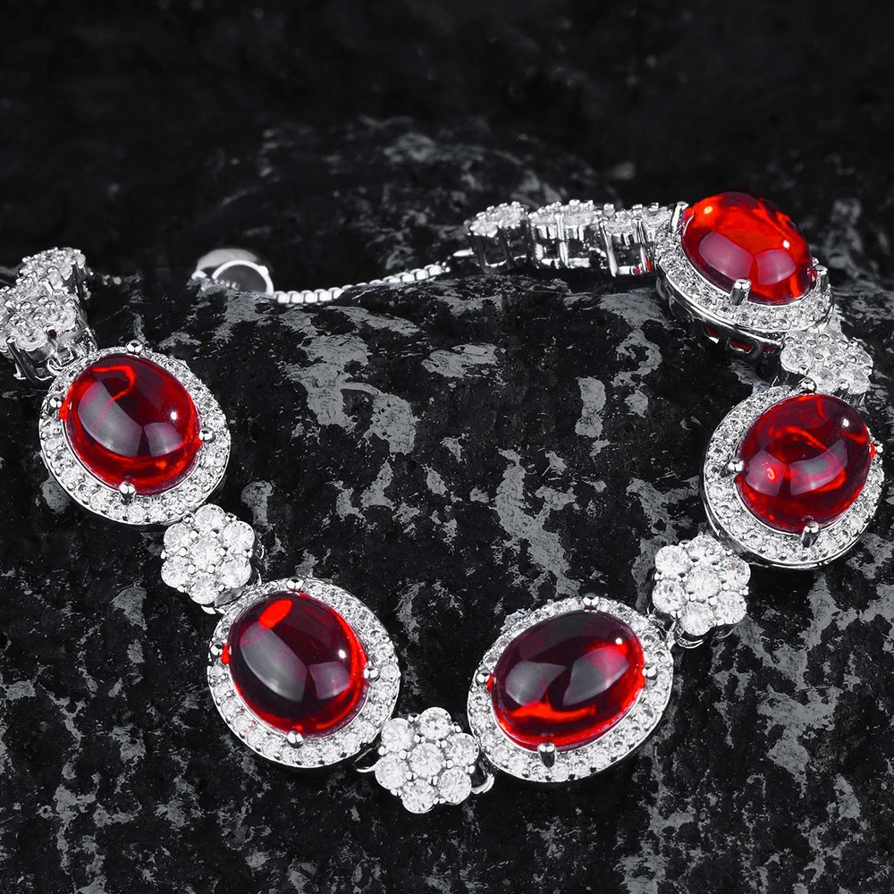 

Женский блестящий браслет с искусственным Рубином, овальной формы